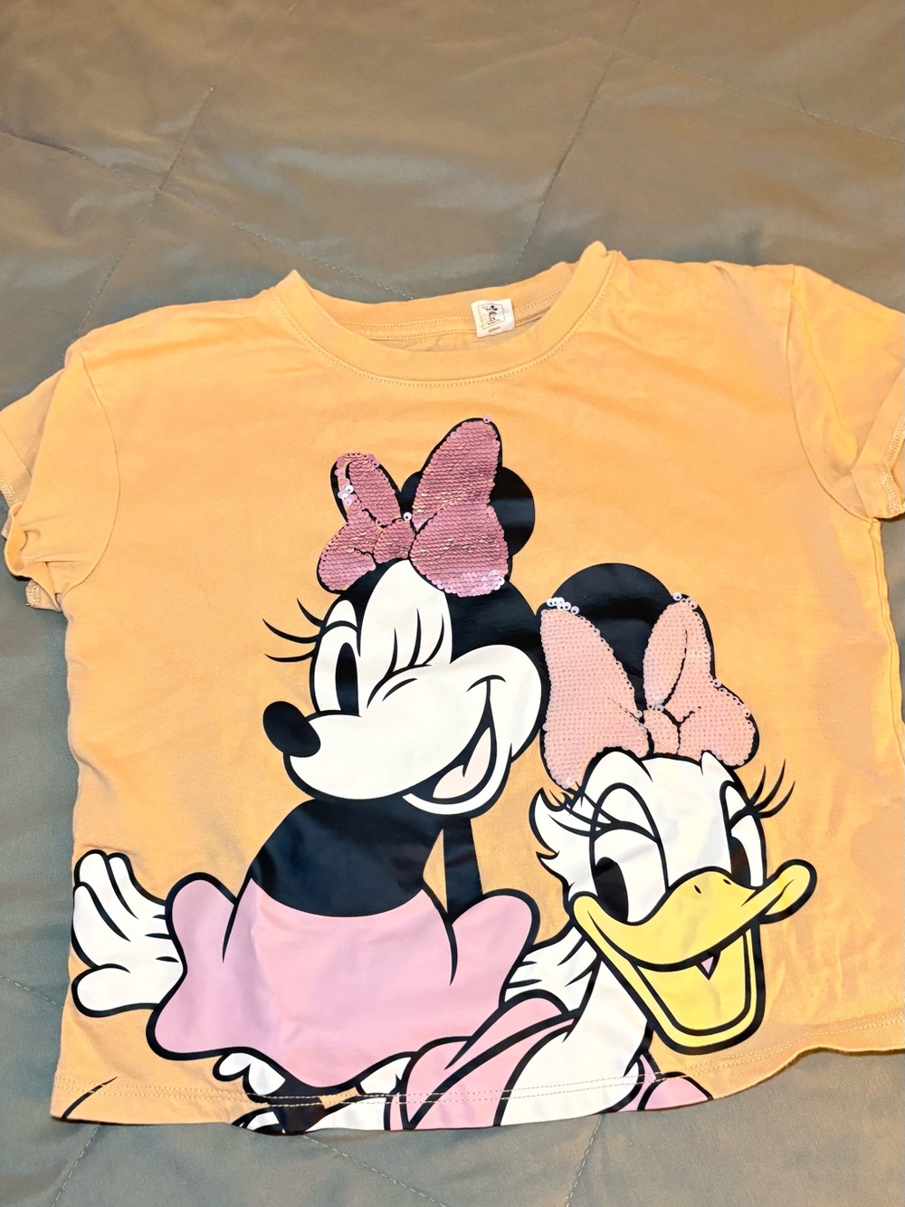 H&M Peach Tee with Minnie & Daisy Sequin Bows